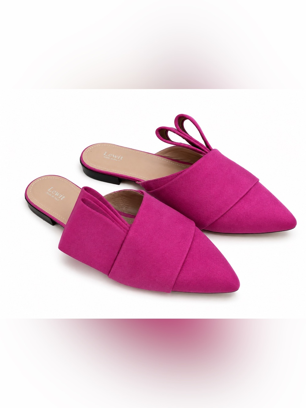 Lewit Bright Fuchsia Pointed Slip-On Mules